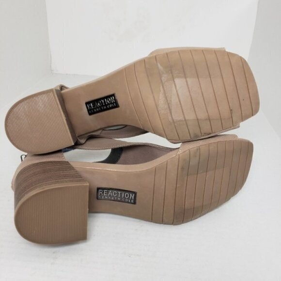 Kenneth Cole Ortholite Tan Peep Toe Zip Sandals - Picture 8 of 12